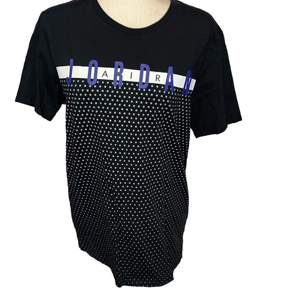 Jordan Shirt Mens Medium Black Polka Dot Air Jump Man Basketball Short Sleeve
